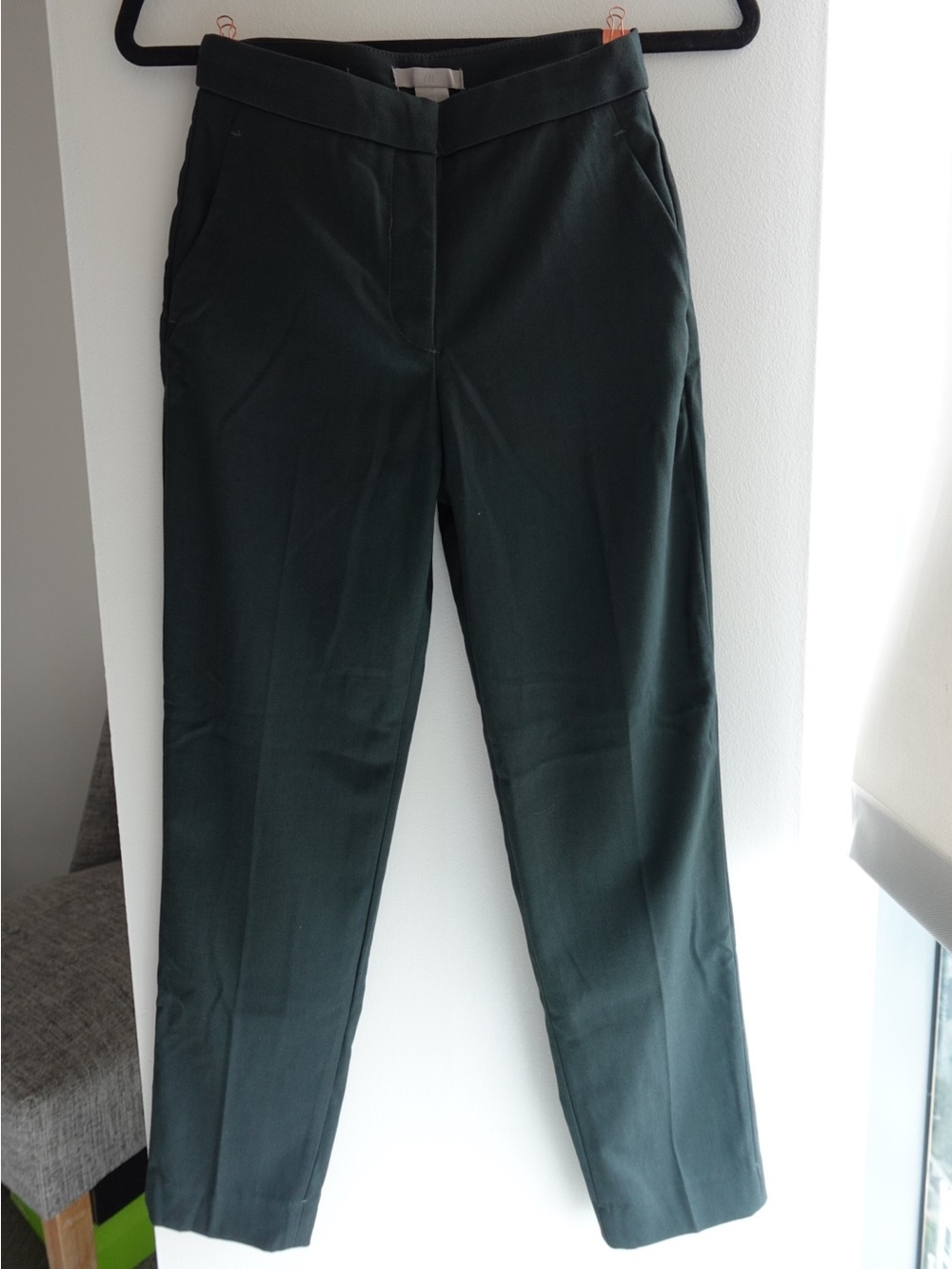 H&M Dark Green Tailored Straight-Leg Trousers